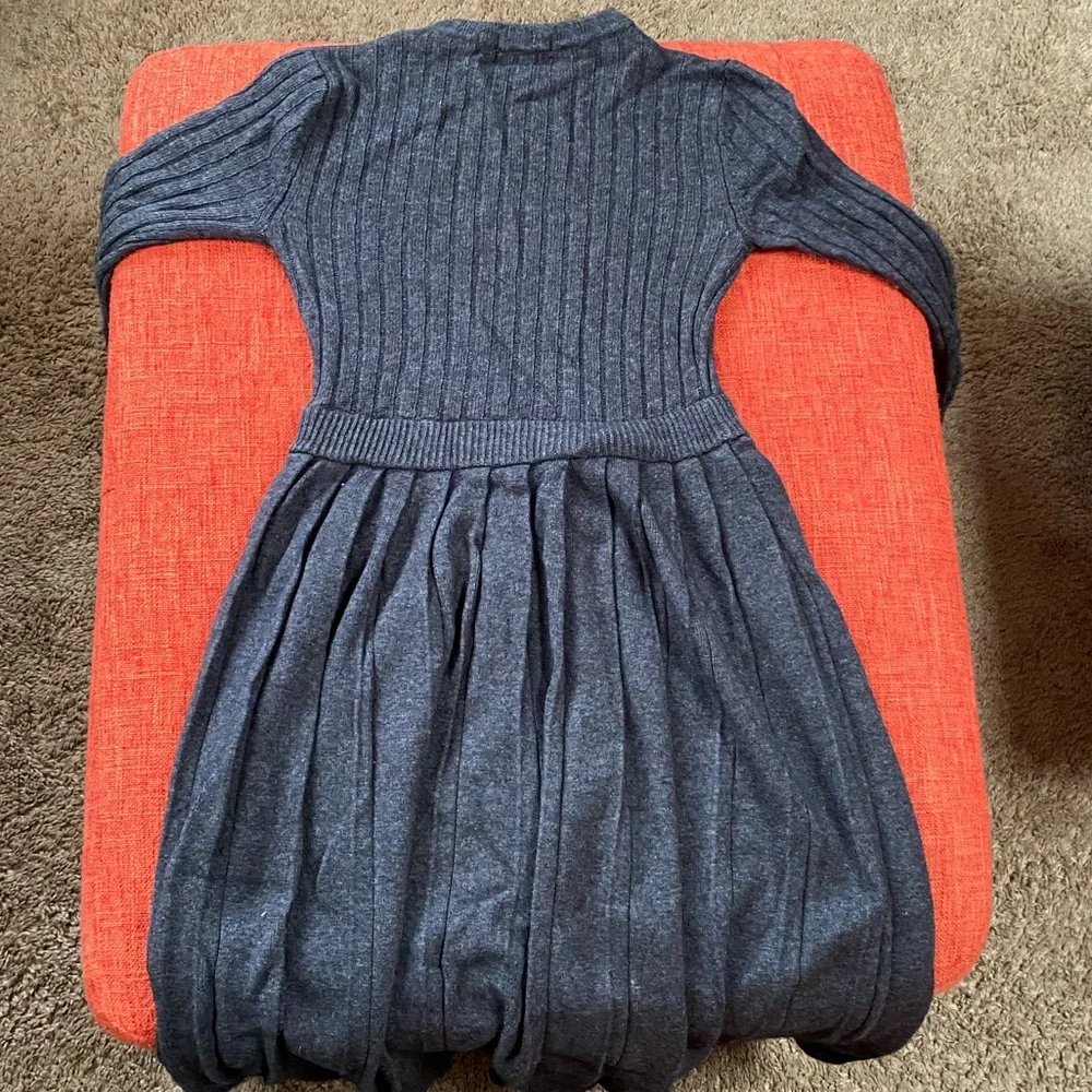 JCrew J Crew Grey Wool Blend Sweater Accordian Pleated Skirt Dress